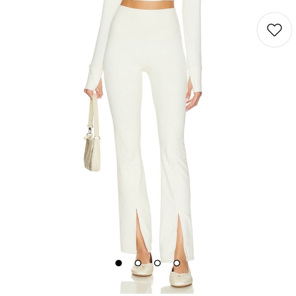 Beach Riot Alani Split Hem Flare Pants in Snow Cloud Waffle Knit Size S